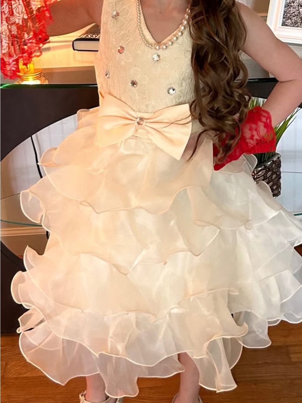 Kids White Ruffle Tulle Skirt